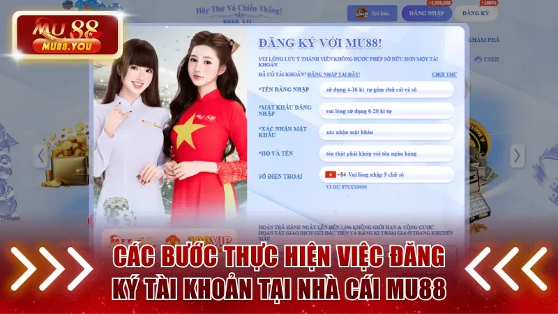 Các bước thực hiện việc đăng ký tài khoản tại nhà cái MU88