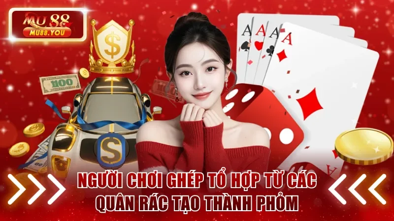 Người chơi ghép tổ hợp từ các quân rác tạo thành phỏm